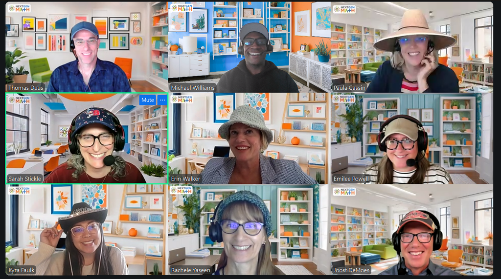 This is a screenshot of some of the Next Gen Math team on a zoom meeting, and used on our careers page showing current open positions at Next Gen Math.